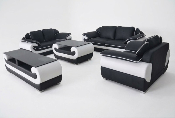 Ensemble de canapé en cuir design mobilier de canapé tissu complet 4 pièces 3+2+1 avec USB