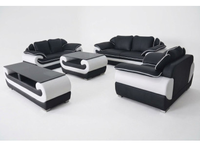 Ensemble de canapé en cuir design mobilier de canapé tissu complet 4 pièces 3+2+1 avec USB