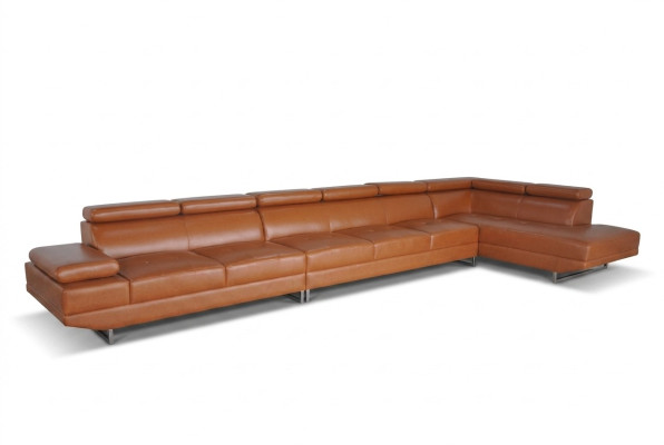 XXL Canapé de rêve pour salon, canapé, siège, suite rembourrés, paysage de vie en cuir d'angle + USB