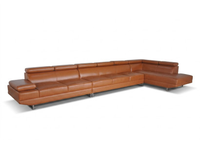 XXL Canapé de rêve pour salon, canapé, siège, suite rembourrés, paysage de vie en cuir d'angle + USB
