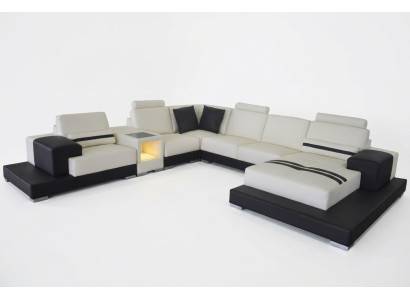 Canapé d'angle en cuir Canapé Salon Paysage Design Moderne en U en forme de USB