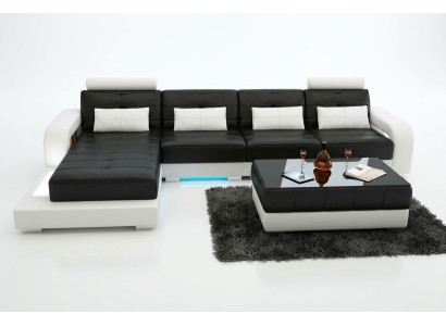 Canapé en cuir avec USB, canapé d'angle de paysage vivant, suite d'angle design canapé moderne L6008C