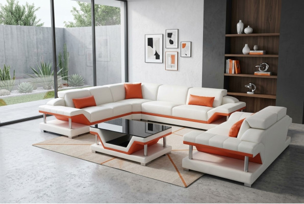 Moderne Ecksofa Couch Polsterecke Wohnlandschaft Sofa Eckgarnitur + USB