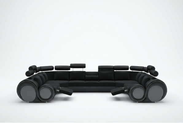 Design XXL Canapé paysager avec USB, Canapé d'angle rembourré en tissu textile nouveau