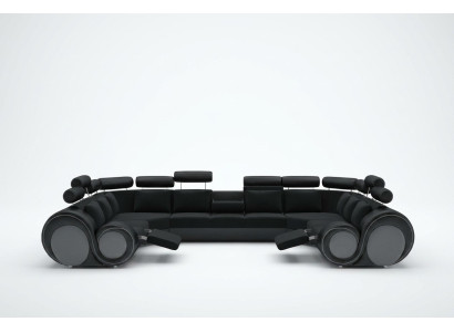 Design XXL Canapé paysager avec USB, Canapé d'angle rembourré en tissu textile nouveau