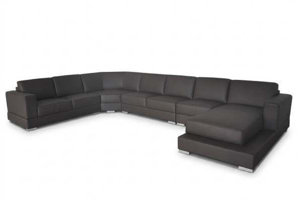 Canapé d'angle en cuir moderne XXL Canapé d'angle en cuir pour salon Canapé U-Shape USB nouveau