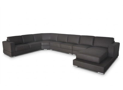 Canapé d'angle en cuir moderne XXL Canapé d'angle en cuir pour salon Canapé U-Shape USB nouveau