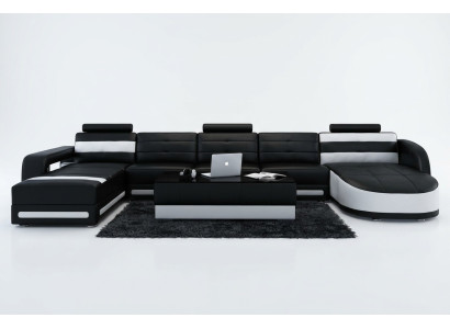 Canapé en cuir Sofa Canapé Paysage vivant Canapé d'angle Suite Design Canapé moderne avec USB