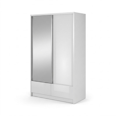 Range-manteau de 130 cm avec portes coulissantes pour le stockage, armoire étagère pour bureau ou archives.