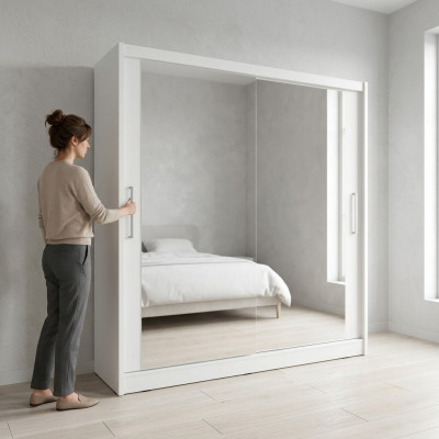 Miroir de chambre Armoire à portes flottantes 200cm Armoires à vêtements à portes coulissantes