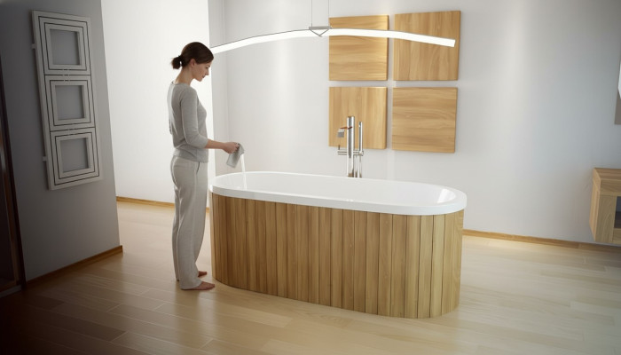 Baignoire de luxe rectangulaire Baignoire autoportante Baignoires Acryliques Blanc ovale