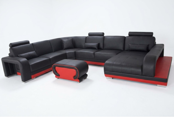Canapé Canapé d'angle Design Tapisserie Canapé d'angle Paysage de vie Coin suite Canapé Forme en U + USB