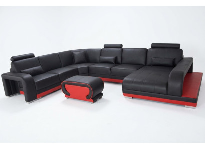 Canapé Canapé d'angle Design Tapisserie Canapé d'angle Paysage de vie Coin suite Canapé Forme en U + USB