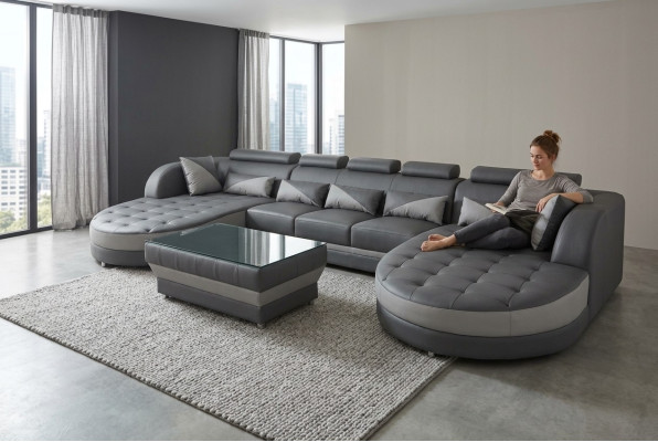 Canapé d'angle Canapé d'angle Canapé Sofa Canapé Revêtement de siège Paysage de vie Table USB
