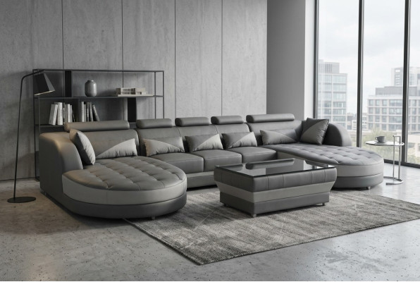Canapé d'angle Canapé d'angle Canapé Sofa Canapé Revêtement de siège Paysage de vie Table USB