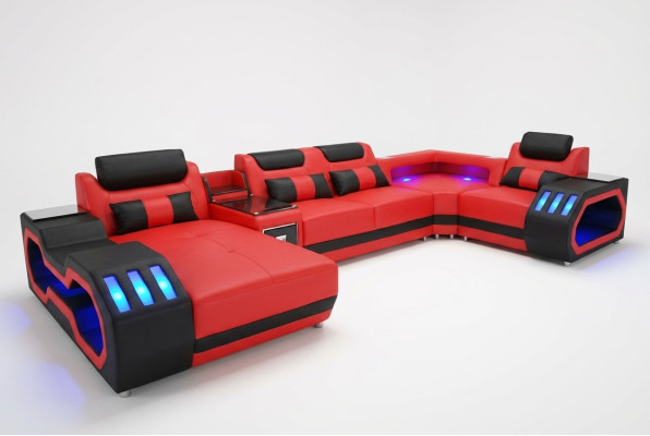 Canapé en cuir Canapé Modèle de suite pour Salon Moderne Canapé en forme de U avec USB