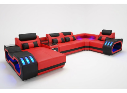 Canapé en cuir Canapé Modèle de suite pour Salon Moderne Canapé en forme de U avec USB