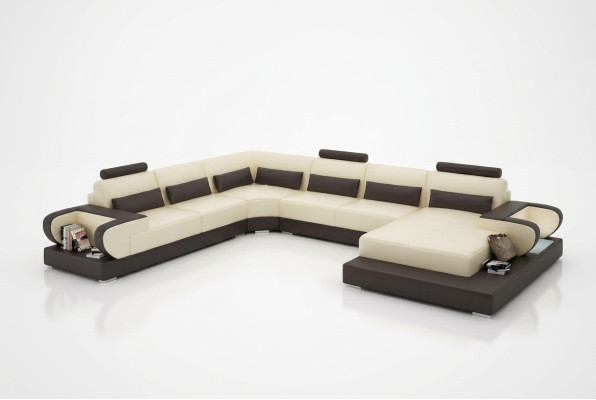 Canapé en cuir avec USB, canapé d'angle paysage de salon, canapé d'angle suite Eck design canapé moderne