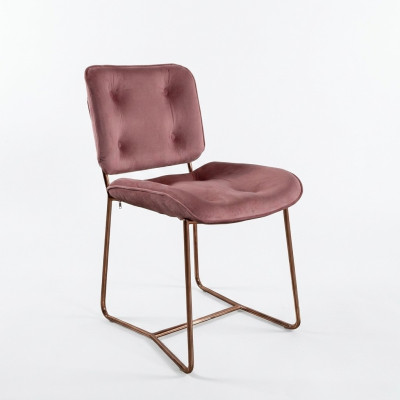 Chaise inclinable rose, chaise design une place rembourrée en métal