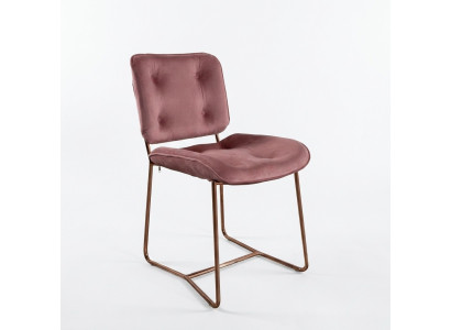 Chaise inclinable rose, chaise design une place rembourrée en métal