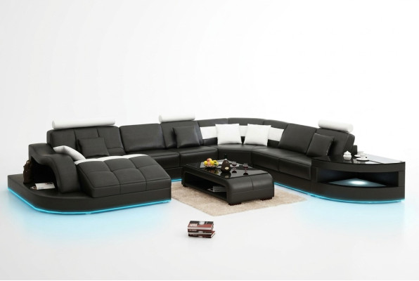 Canapé en cuir Canapé Paysage vivant Canapé d'angle Suite d'angle Design Moderne Nouveau Canapé +USB
