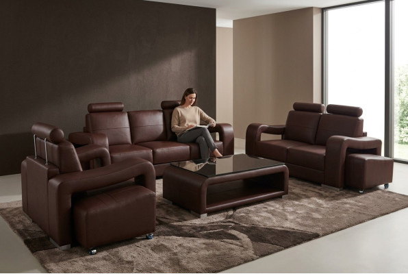 Canapé en cuir Suite avec canapés USB Rembourrage Canapés Luxe neuf Salon paysage 3+2+1