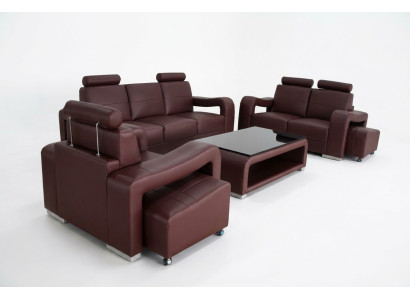 Canapé en cuir Suite avec canapés USB Rembourrage Canapés Luxe neuf Salon paysage 3+2+1