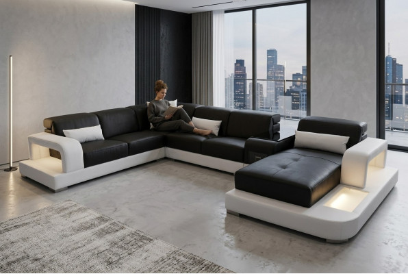 Revêtement de siège moderne Paysage de vie Canapé de salon Coin USB + Lumière