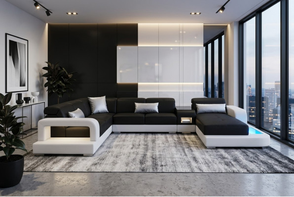 Revêtement de siège moderne Paysage de vie Canapé de salon Coin USB + Lumière