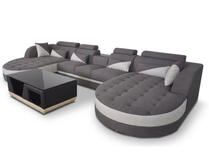 Canapé textile moderne + connexion USB + table basse Paysage de vie coin en forme de U