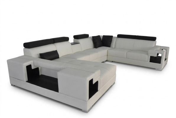 Canapé en cuir avec canapé d'angle USB, canapés de paysage vivant, canapés, canapés, suite design moderne.