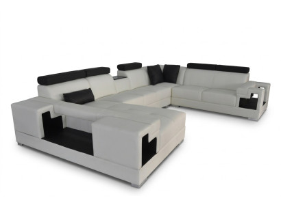 Canapé en cuir avec canapé d'angle USB, canapés de paysage vivant, canapés, canapés, suite design moderne.