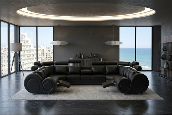 Designer Living landscape Corner sofa with USB Couch Sofa Upholstery Leather Sofa Sofas New.  Conception de canapé d'angle de paysage vivant avec canapé USB Rembourrage de canapé en cuir Canapé Canapés Neufs