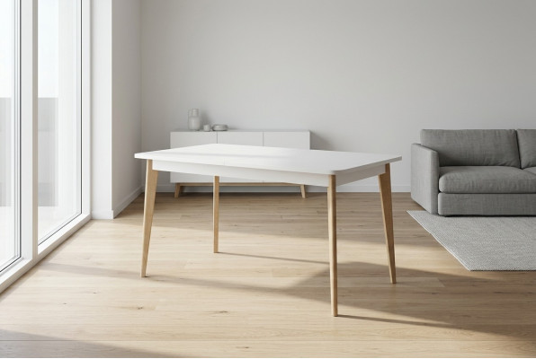 Table à manger en bois moderne, table à manger en bois de 140/180 cm, extensible pour la salle à manger.