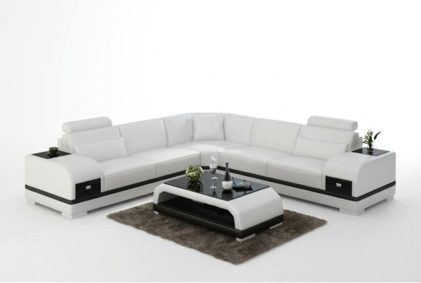 Canapé en cuir Salon Paysage de vie Canapé d'angle Suite d'angle Design Canapé moderne G8013B