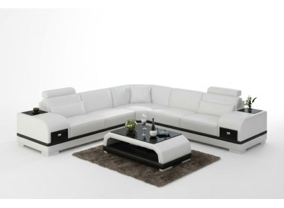 Canapé en cuir Salon Paysage de vie Canapé d'angle Suite d'angle Design Canapé moderne G8013B