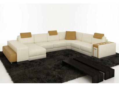 Paysage vivant Canapé de designer LED USB Canapé Big Upholstery Canapés en cuir d'angle d'angle