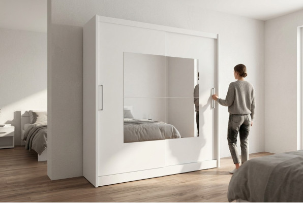 Conception Armoire à Vêtements Armoires Coulissantes en Bois Portes Flottantes Armoire 180cm