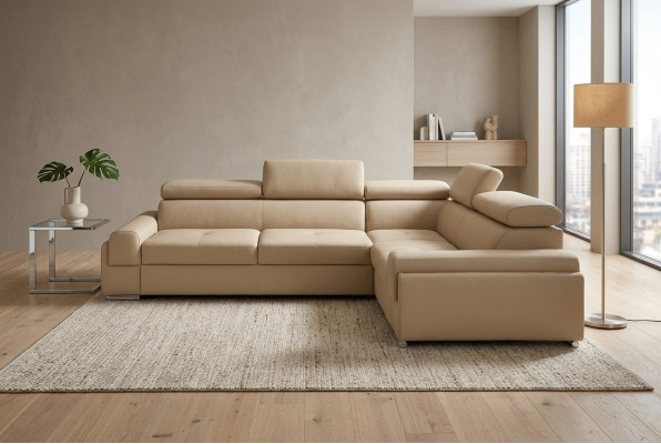 Canapé d'angle design en cuir textile rembourré Multifonction Sofas Salon paysage neuf