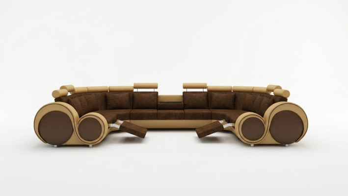 Canapé d'angle en cuir moderne Canapé rembourré XXL Canapé grand pour les grands espaces de vie + USB