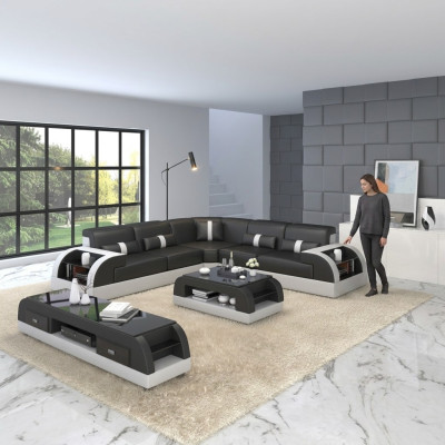Paysage de vie Canapé d'angle en L Design Canapé d'angle en cuir Rembourrage Suite de canapé nouveaux