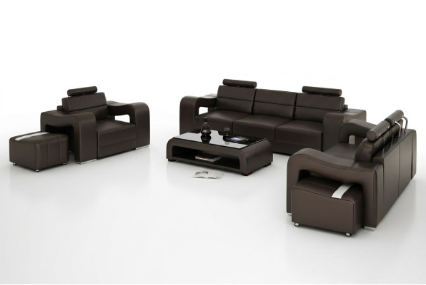 Canapé en cuir canapé Salon paysage 3+2+1 Suite design Moderne Canapé USB nouveau