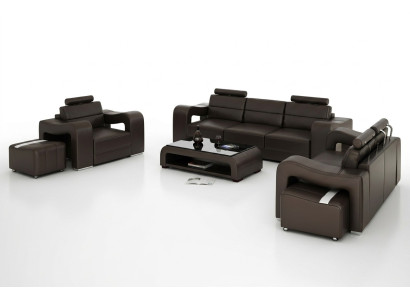 Canapé en cuir canapé Salon paysage 3+2+1 Suite design Moderne Canapé USB nouveau