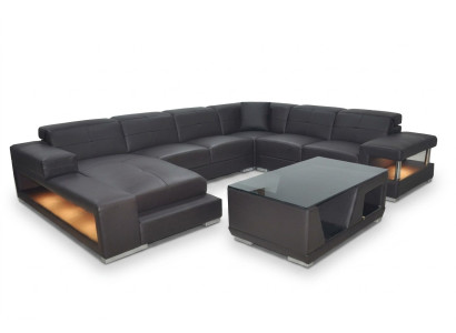 Paysage vivant Canapé d'angle Zone d'assise rembourrée Ensemble de canapés en cuir Canapé Canapé USB