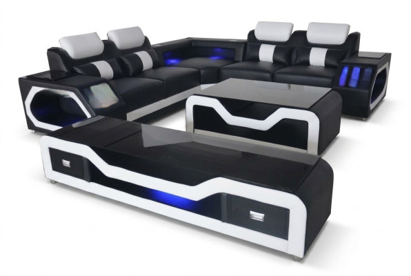 Canapé d'angle design en cuir moderne avec son - USB - Bluetooth nouveau