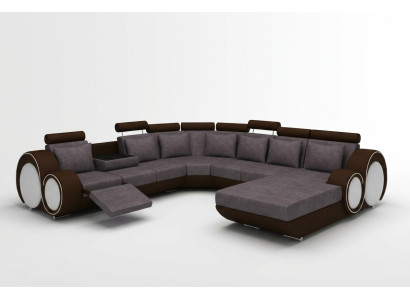 Canapé textile avec USB XXL paysage vivant en tissu Canapé rembourré grand en U neuf