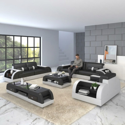 Sofa Canapé Suite Ensemble de 3+3 places Canapés en cuir Tissu d'ameublement Trois places neuf