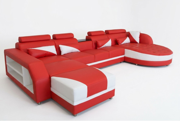 Canapé Canapé d'angle Design Rembourrage Canapé d'angle Suite d'angle Paysage vivant Canapé en forme de U + USB
