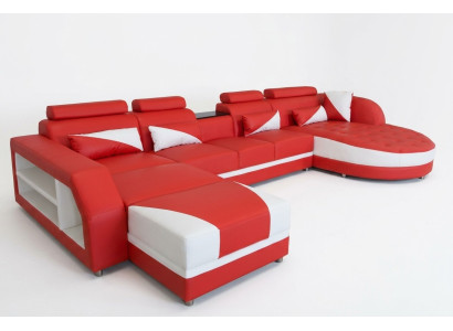 Canapé Canapé d'angle Design Rembourrage Canapé d'angle Suite d'angle Paysage vivant Canapé en forme de U + USB