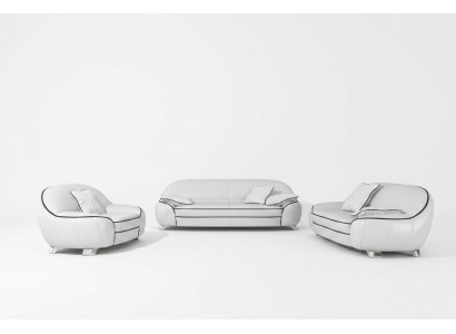 Canapé en cuir Canapé Paysage de vie 3+2+1 Sièges Suite Design Canapé moderne avec USB
